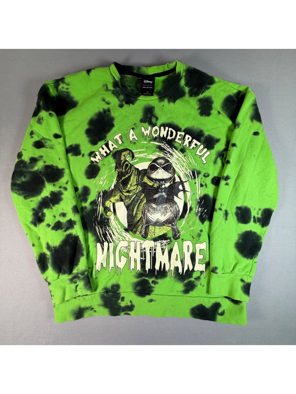 Disney Nightmare Before Christmas Sweatshirt M Jack Oogie Boogie Green Tie Dye